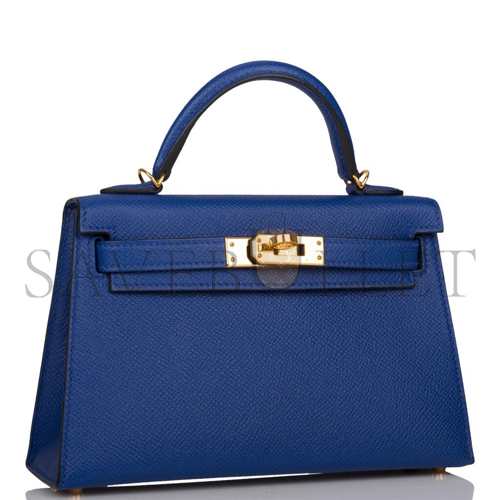 HERMÈS MASTER MINI KELLY II EPSOM ELECTRIC BLUE GOLD HARDWARE (19*12*5.5cm) 